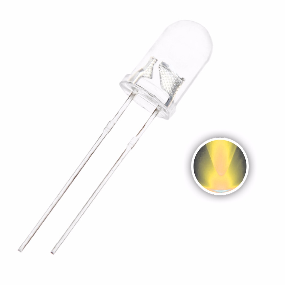 

100шт 20мА 3В 5мм теплый белый прозрачный ультра яркий круглый LED диод излучающий Лампа сквозное отверстие