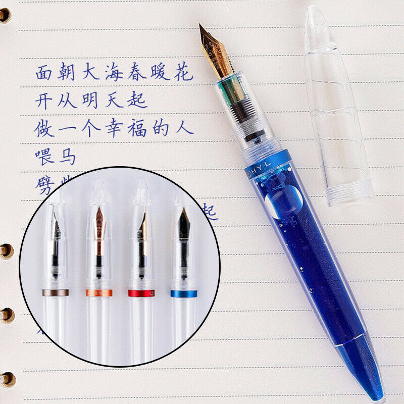 

C3 Transparent Acrylic Eyedropper Fountain Pens Refillable Ink Pen Calligraphy Pens Fine Nib 0.5mm Writting Pen for School