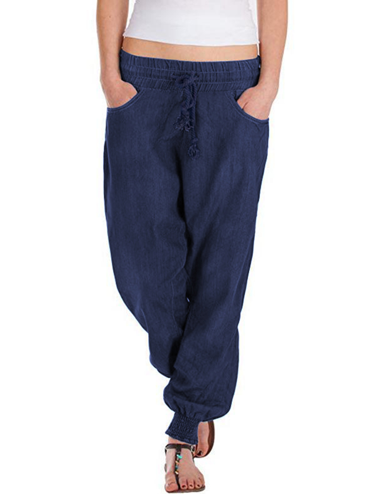 

Женские брюки с эластичным поясом, карманы Брюки