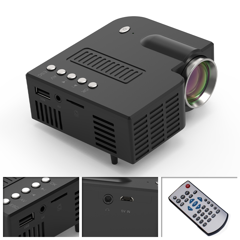 UNIC 28C Mini Portable LCD Projector Same Screen Support 1080p USB SD Card (Black) 29