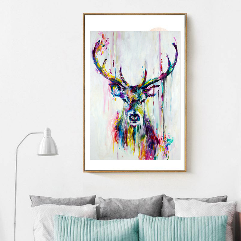 

Miico Hand Painted Oil Paintings Animal Elk Paintings Wall Art For Home Decoration