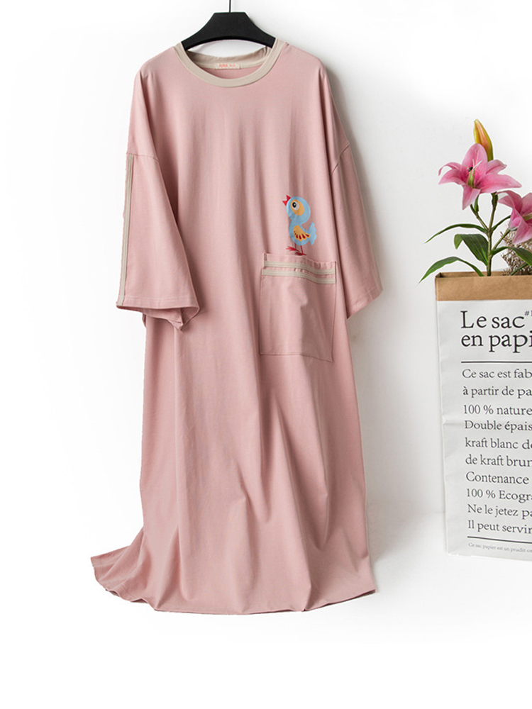 

Loungewear Cotton Print Short Sleeve Nightgown