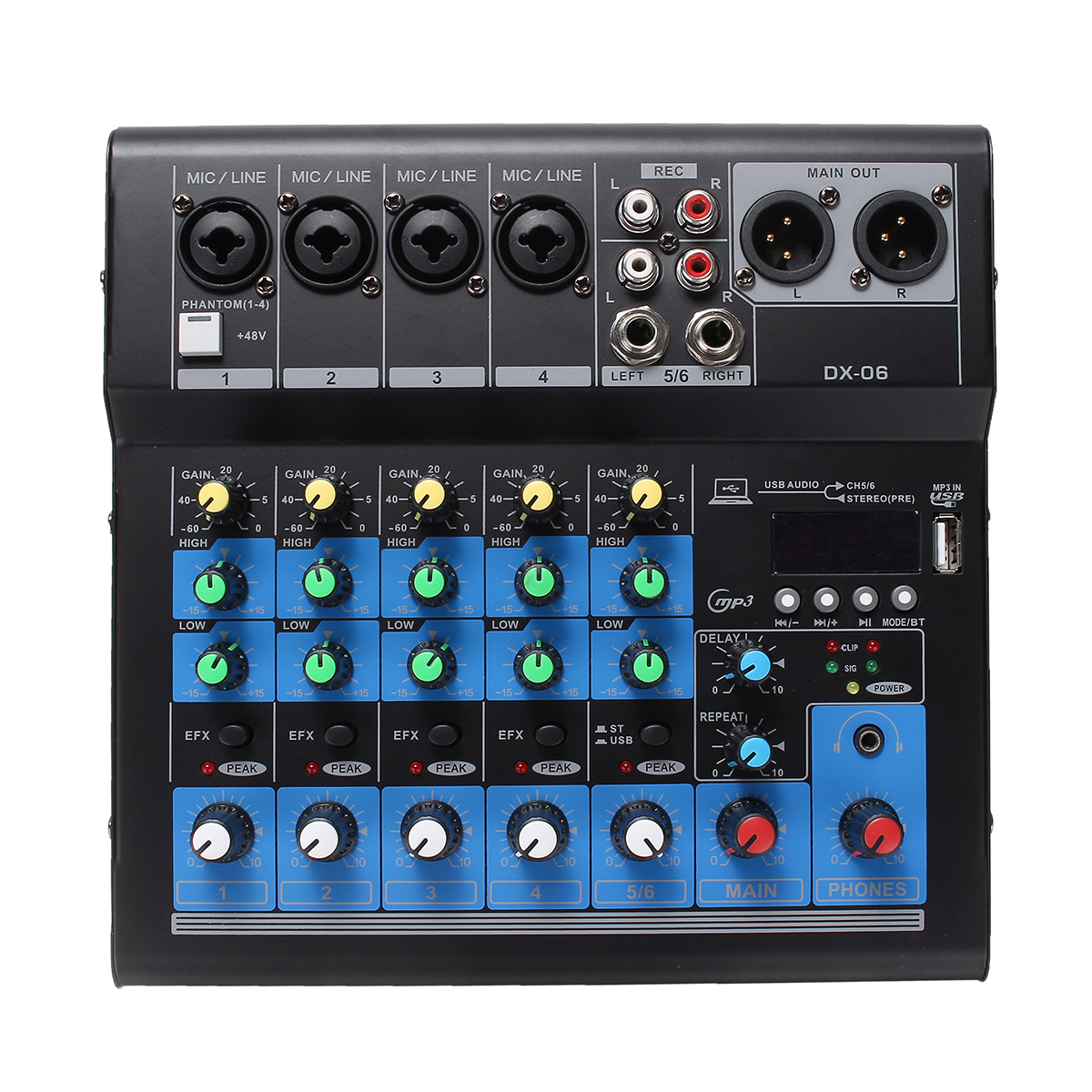 

Professional 6 Channel Stereo USB Live Mixing Studio Audio Sound Mixer Console