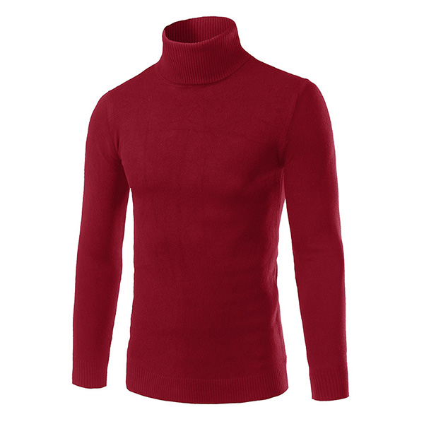 

Men's Fall Winter Brief Style Solid Color Stand Collar Slim Fit Casual Knitted Sweater Cycling Sports Shirts