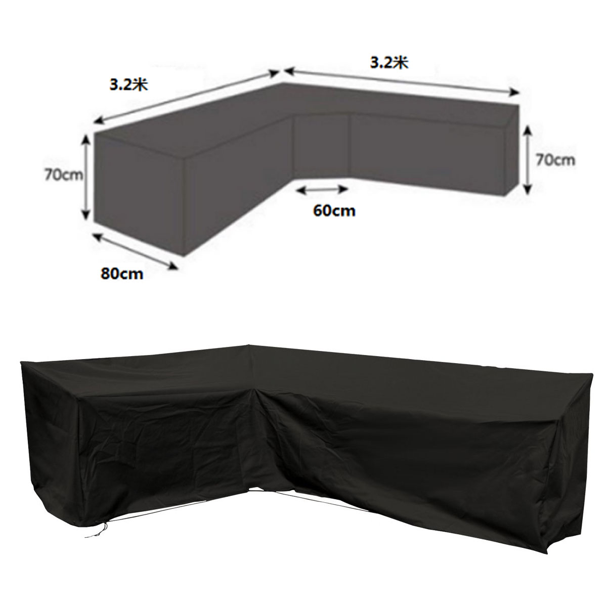 L Shape Sofa Cover Patio Garden Furniture Waterproof Anti UV Protector 320x320cm 24