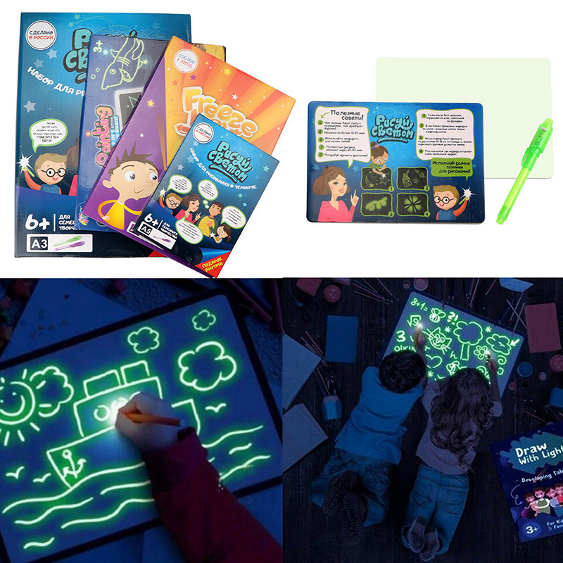 A3 Size 3D Children's Luminous Drawing Board Toy Draw with Light Fun for Kids Family 12