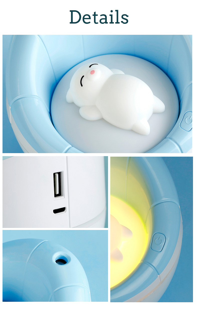 Bakeey RGB LED Ultrasonic Electric Bear Quiet Mini Humidifier Air Purifier for Gift Choice 8