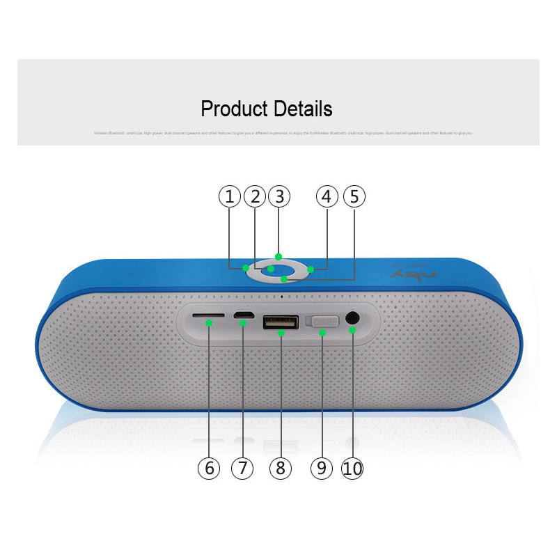 NBY-18 Mini Wireless Bluetooth Speaker Portable Speaker Sound System 3D Stereo Music Surround Support TF AUX USB 16