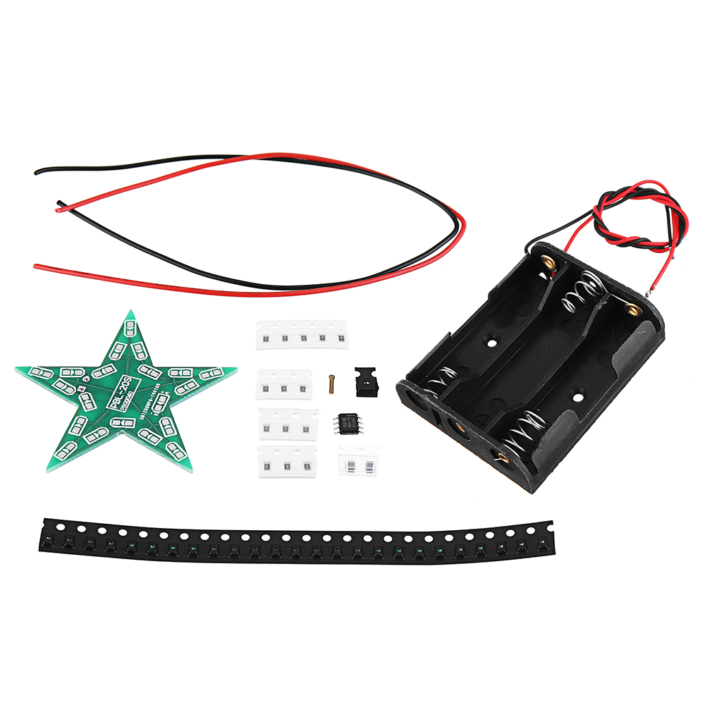 

5pcs Red DIY SMD Pentagram LED Flash Light Electronic Practice Kit With Battery Case