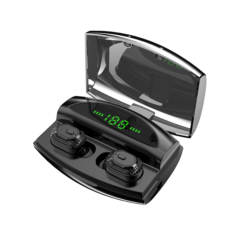 

Mini TWS Stereo bluetooth 5.0 Earbuds LED Power Display IPX5 Waterproof Large Capacity Earphone with 1800mAh Charging Ca