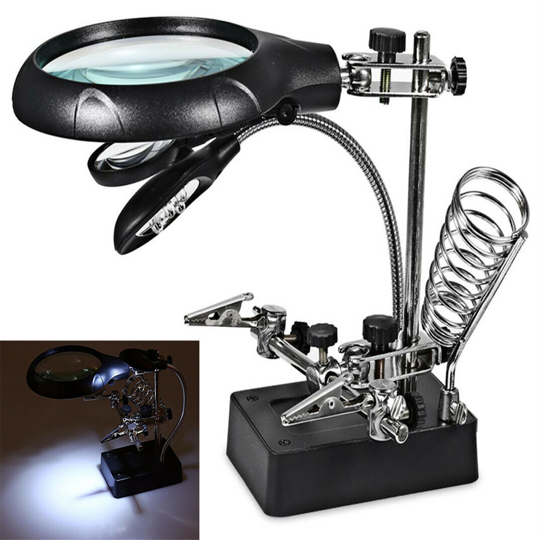 

LED Desk Lamp 10X Magnifying Magnifier Glass With Light Stand Clamp For Repair