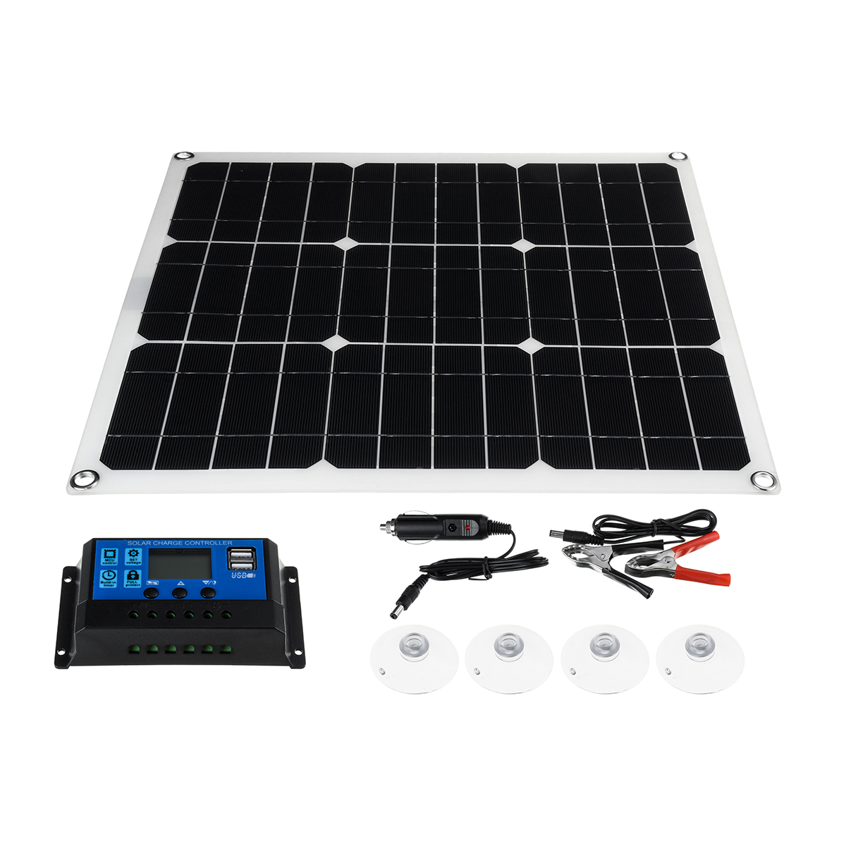 

60W 18V Dual USB Solar Panel Battery Charger Monocrystal Solar Power Panel with 40A Solar Controller for Car Moto Motorboat