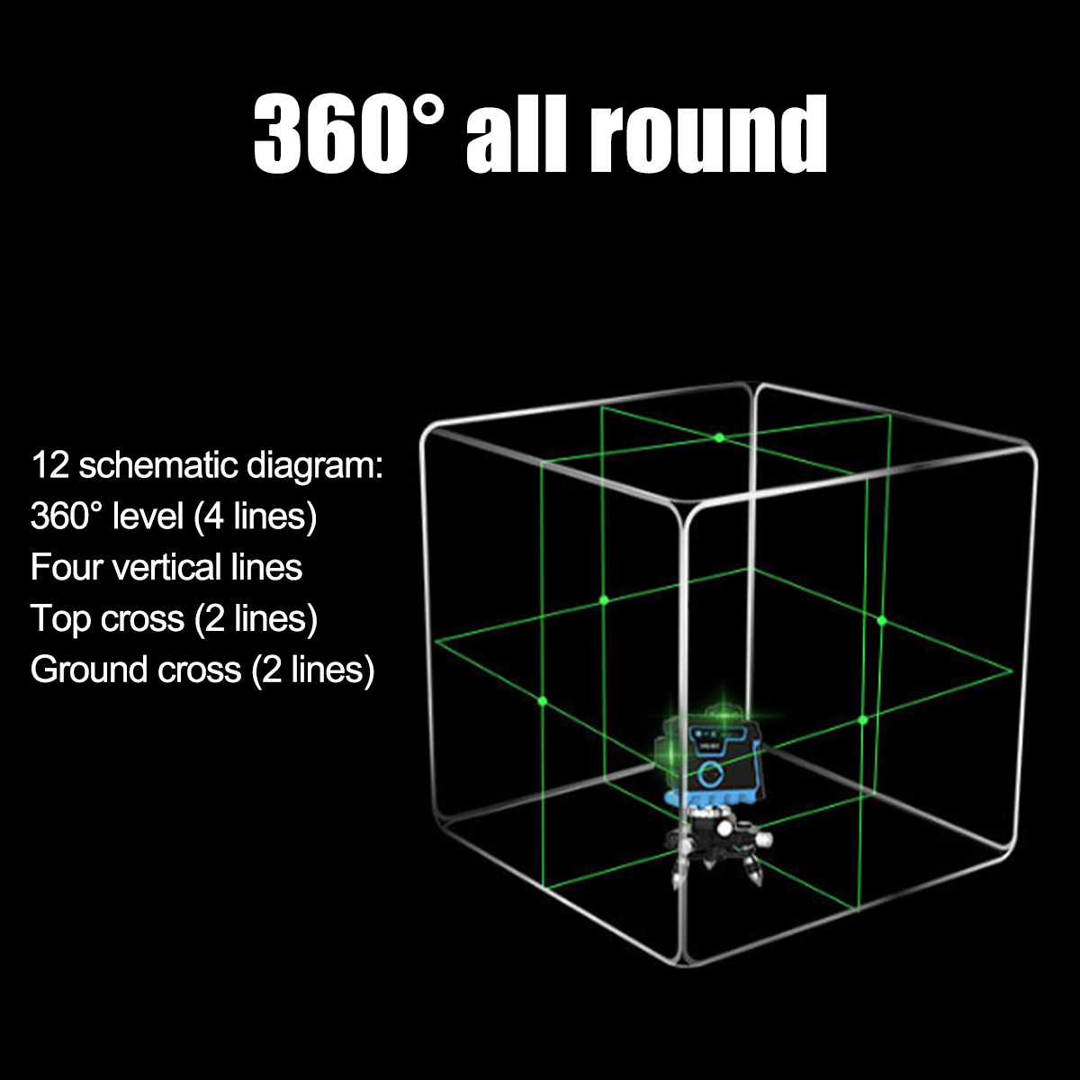 3D 12 Cross Line Laser Line Laser Spirit Level Automatic Self Leveling 92