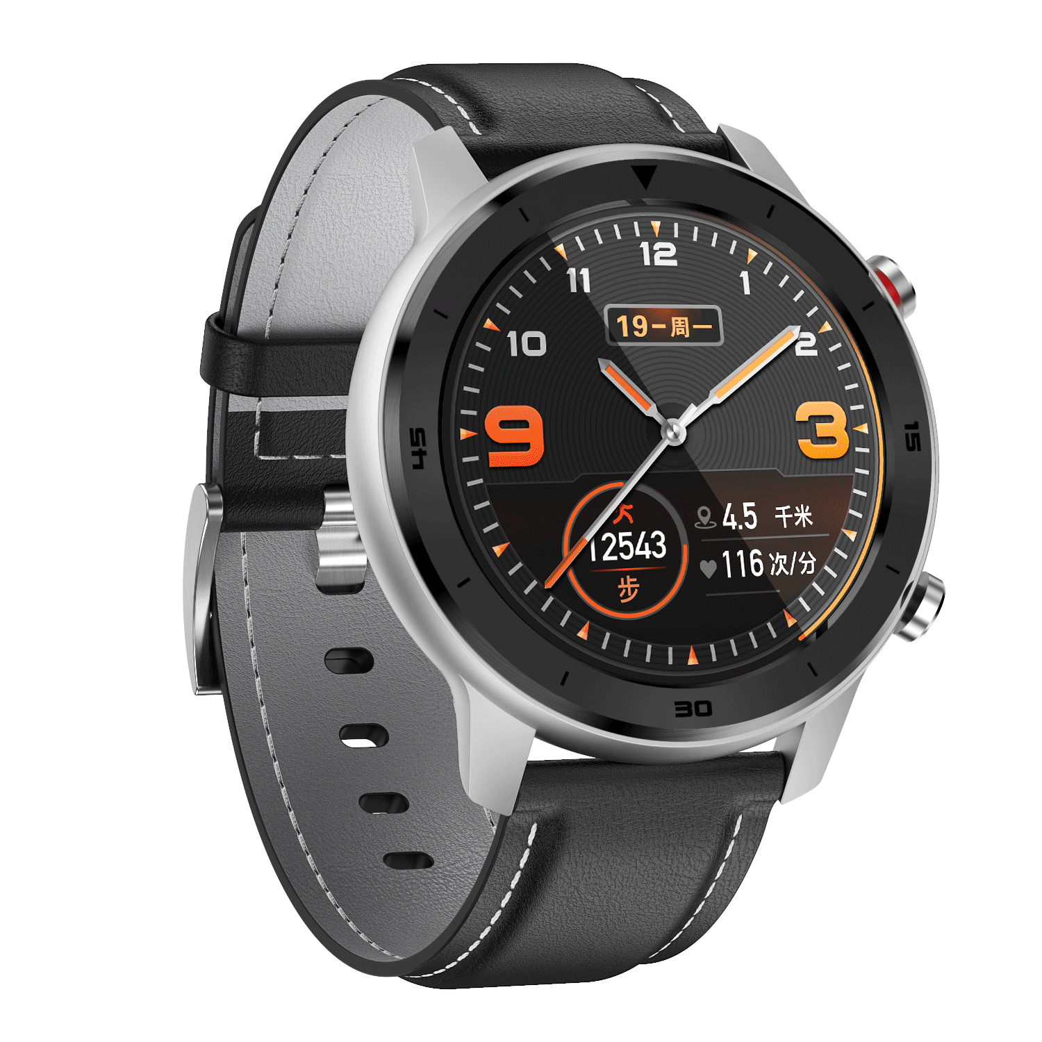 

DT NO.1 DT78 Full Touch Leather Wristband Heart Rate BP BO2 Monitor Fitness Tracker Smart Watch