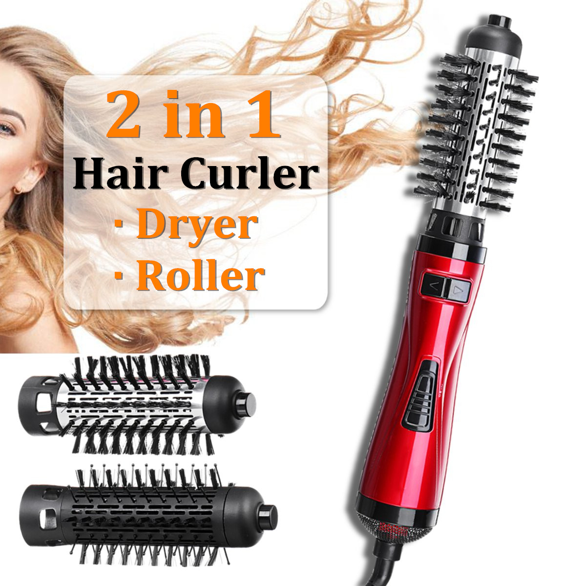 

2 in 1 Hair Curler Brush Auto Hot Salon Styling Rod Dryer Roller Rotating Wand