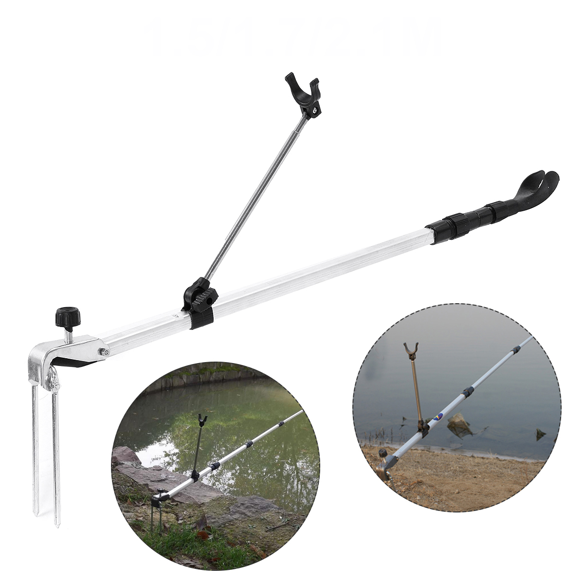

ZANLURE Portable 1.5/1.7/2.1m Telescopic Fishing Pole Holder Fishing Rod Stand Fishing Rod Bracket