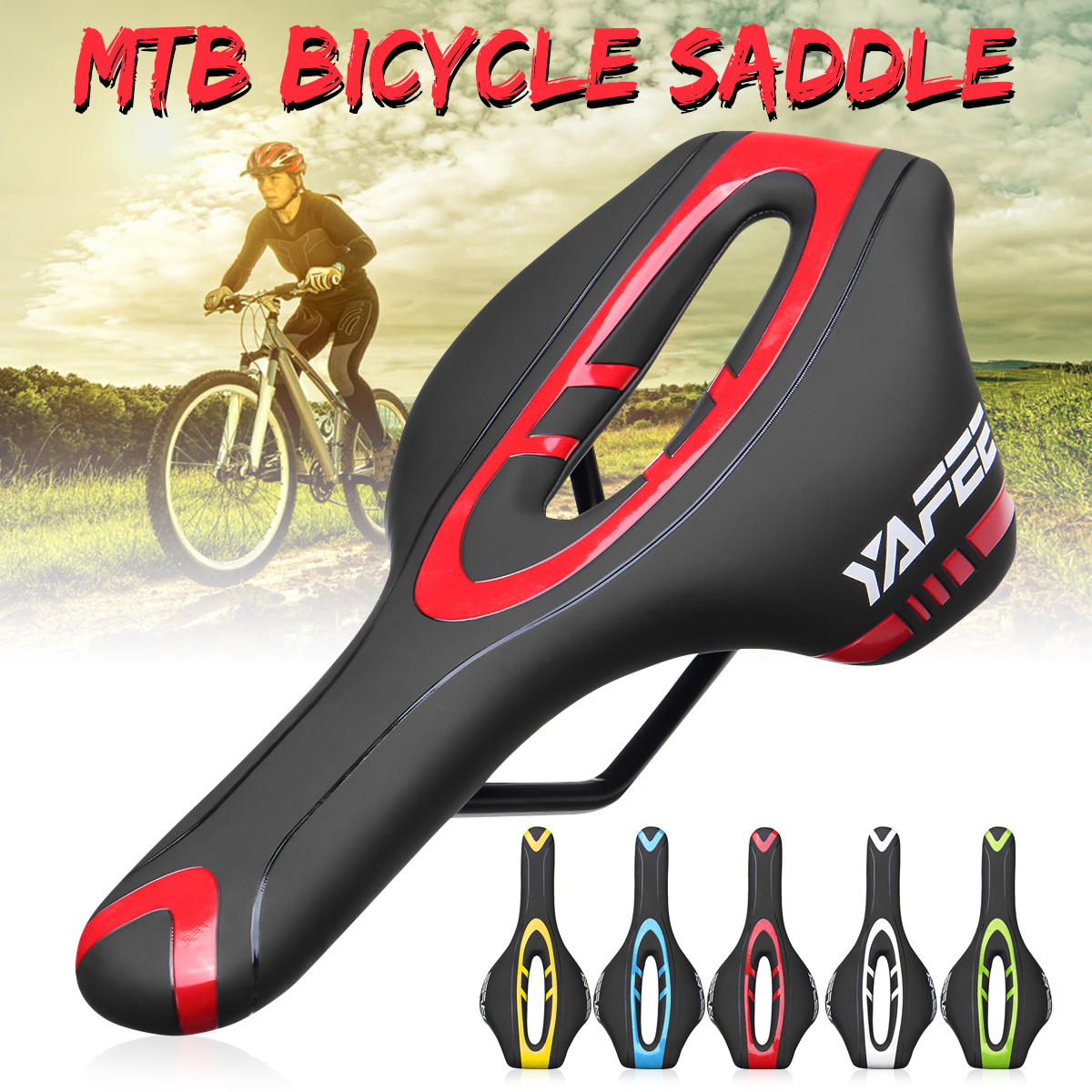 MTB Road Bike Cushion Cycling Leather Hollow Bicycle Saddle Seat Extra Soft Pad