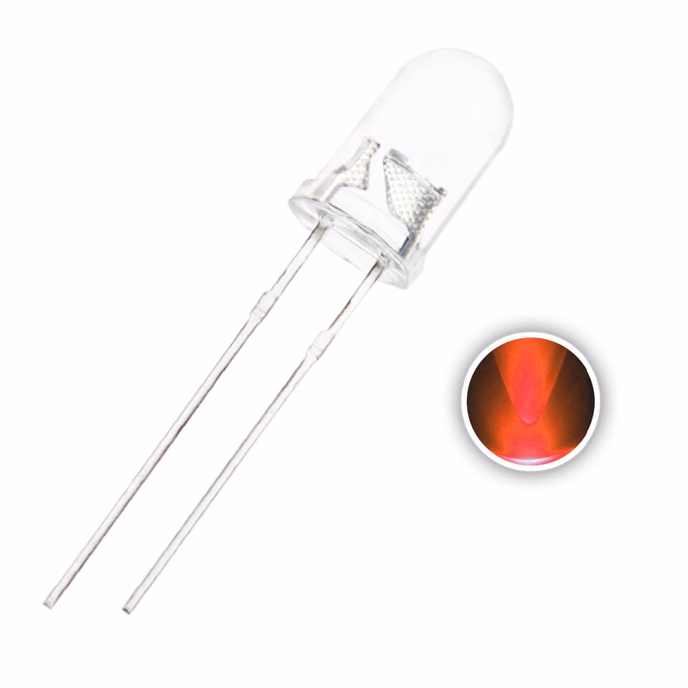 

100pcs 5mm Orange LED Diode Light DIP Water Clear Lens Round 20mA 2V High Brightness 5 mm Lamp