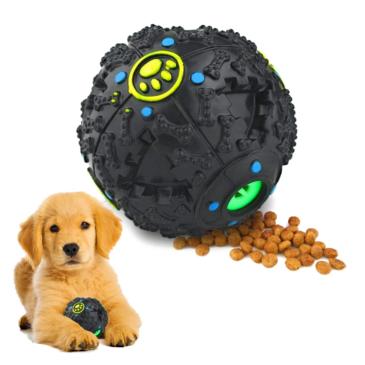 

Pet Dog Tough Treat Training Toys Chew Sound Activity Squeaky Ball Chew