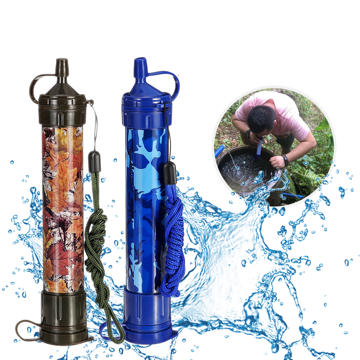 

Portable Outdoor Emergency Water Filter Straw Hiking Survival Drinking Camping