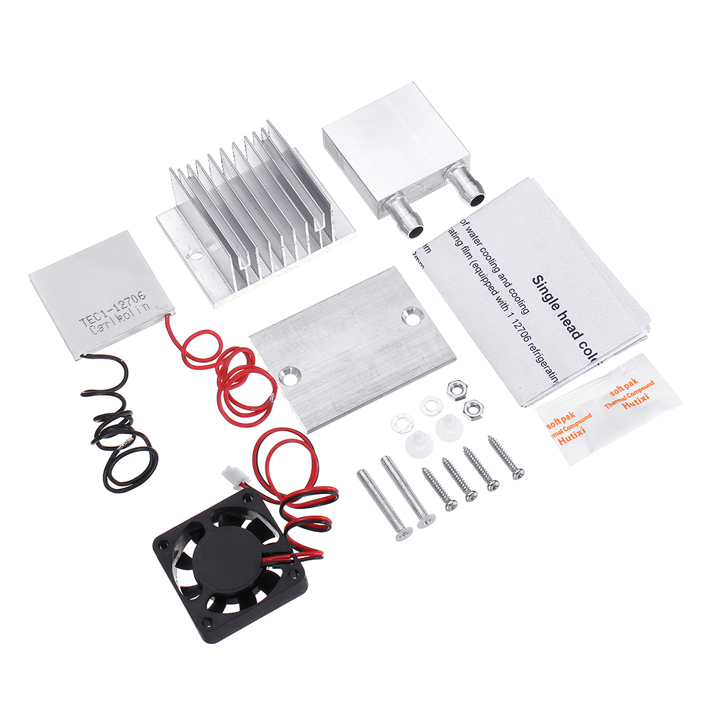 

DIY Kits Thermoelectric Peltier Refrigeration Cooling System Water Cooling+ Fan+ 2pcs TEC1-12706 Coolers