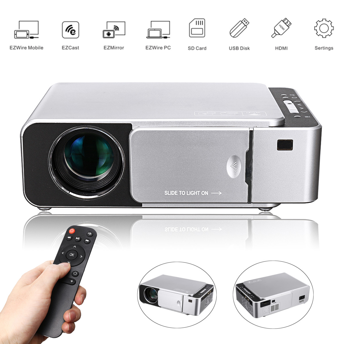

Wireless LED 720P 3D Projector Portable HD Mobile Phone Home Theater HDMI/USB/SD T6 Mobile Phone With Screen Version