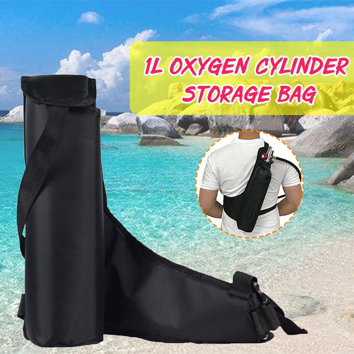 1L Scuba Diving Oxygen Cylinder Air Tank Nylon Storage Bag Underwater Breath 1X 
