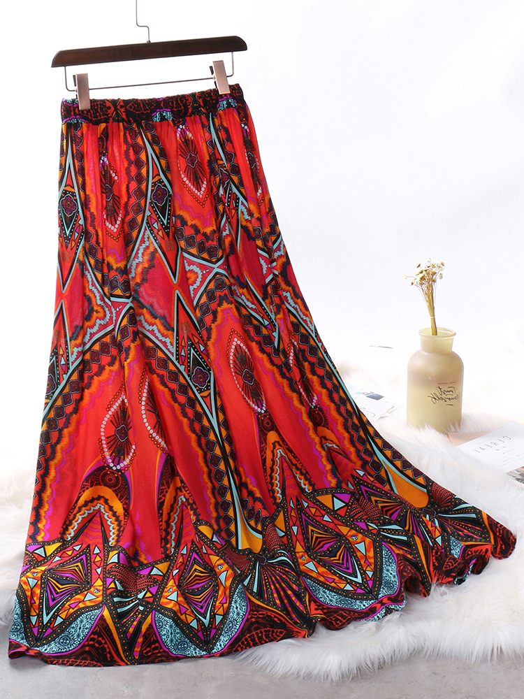 

Bohemia Elastic Waist Printed Skirts