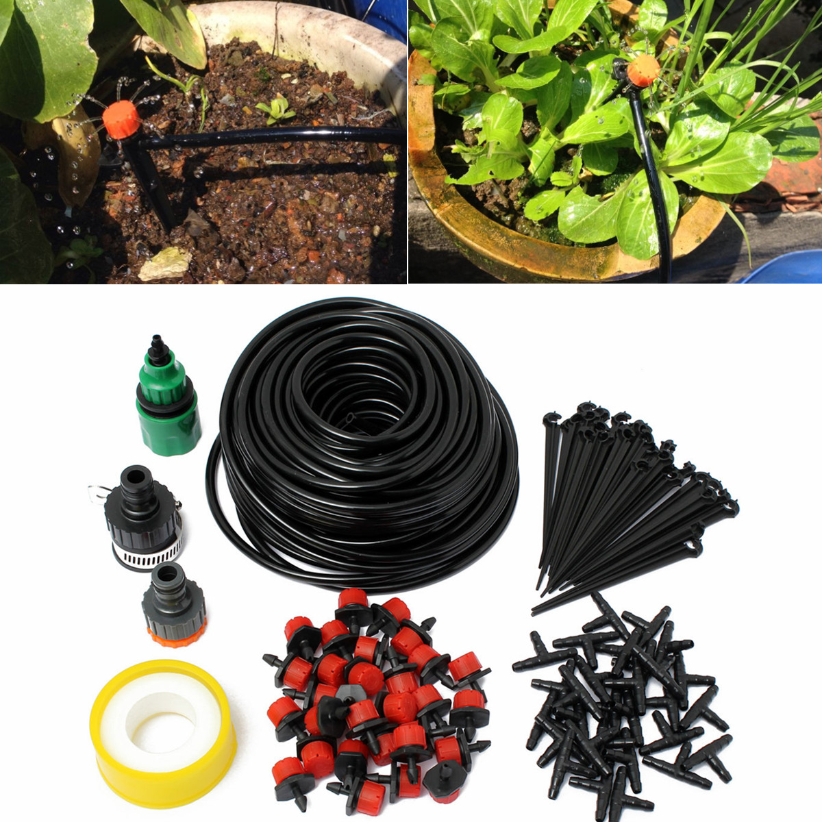 

95pcs 82ft Micro Drip Irrigation System Plant Self Watering DIY Garden Hose