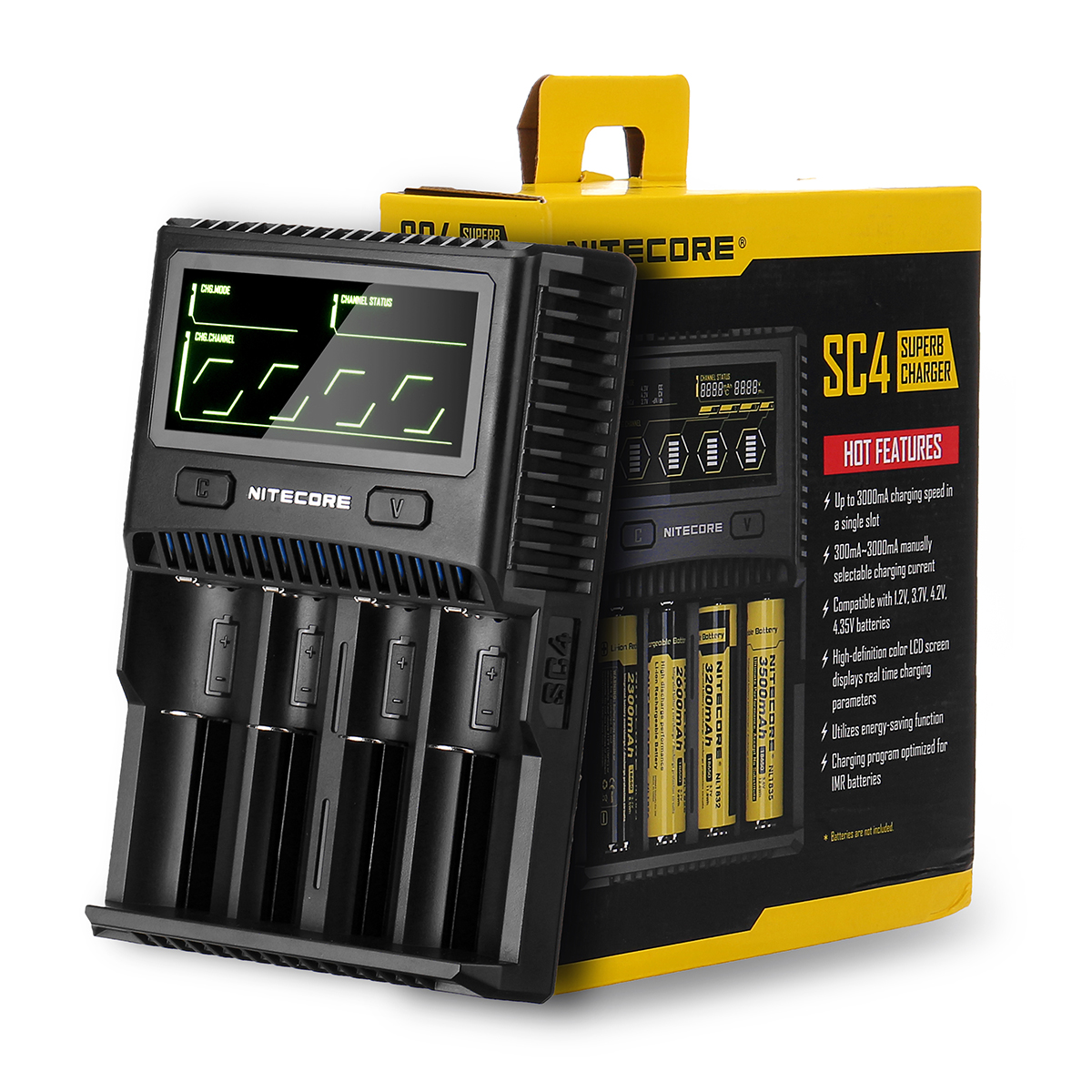 

Nitecore SC4 3A 6A 4 Slot Super Battery Charger for Li-ion IMR LiFePO4 10340 10350 10440 10500 12340 12500 C D Batteries