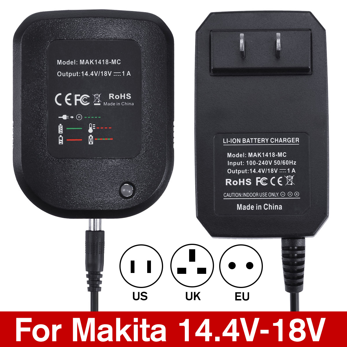 14.4V 18V Li-Ion Battery Charger For Makita BL1860 BL1840 BL1830 BL1815