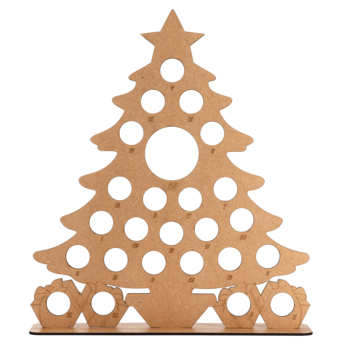 

Деревянный рождественский календарь рождественских елочных игрушек подходит для 25 круглых конфет