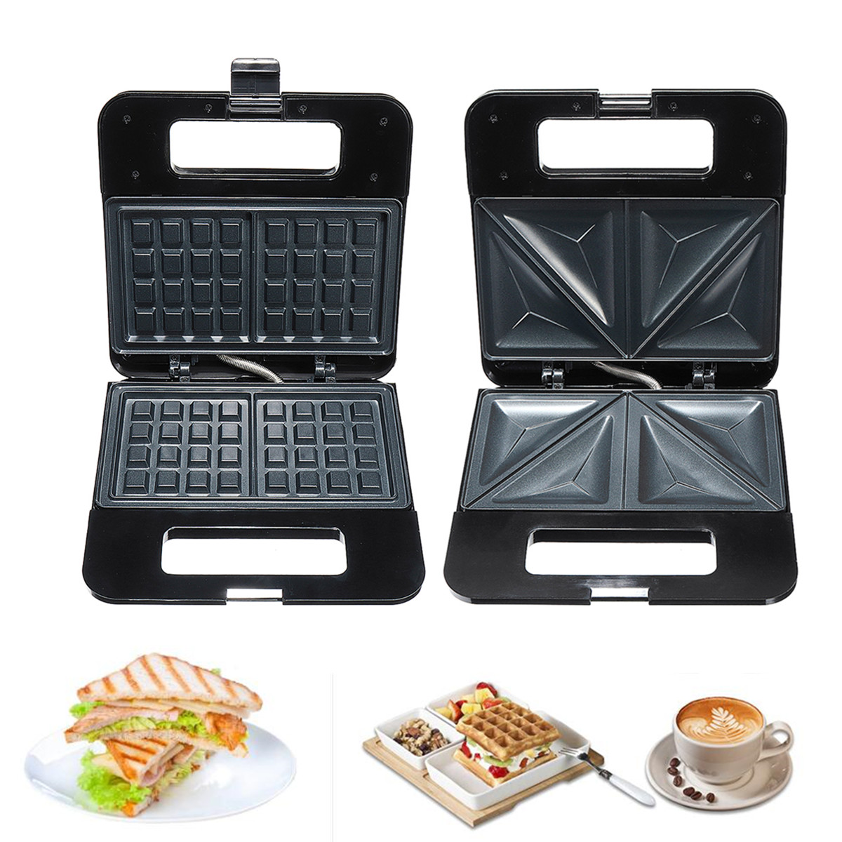 

220V 750W Household Electric Sandwich Waffle Maker Machine Breakfast Baker