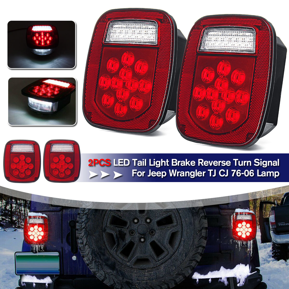 Tail Light Rear Lamp Brake Reverse Turn Signal LED For Jeep Wrangler CJ YJ TJ