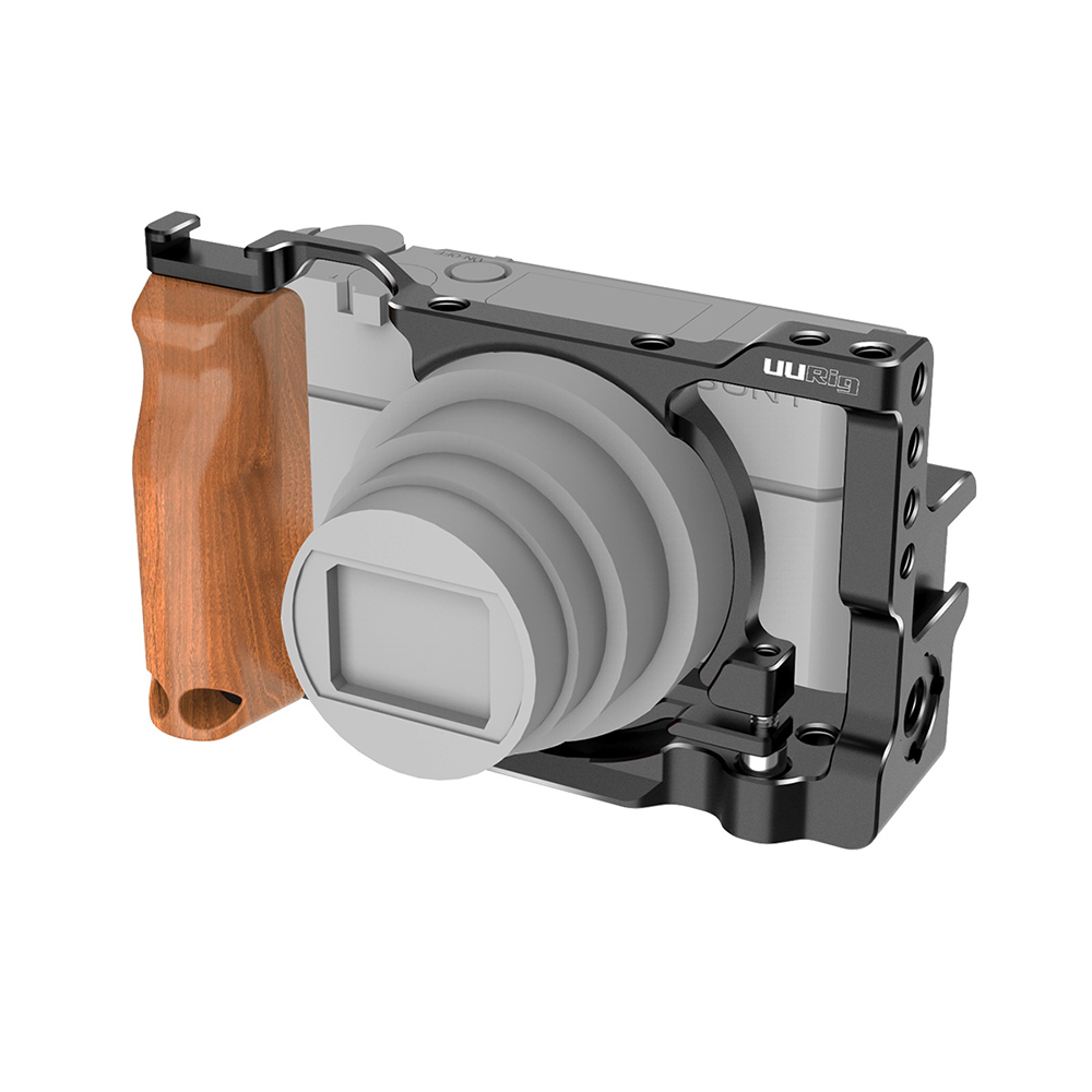 

UURig C-RX100 VII Vlog Cage Защитная рамка Чехол Стойка стабилизатора с деревянной рукояткой для Sony RX100 VI / VII M6/