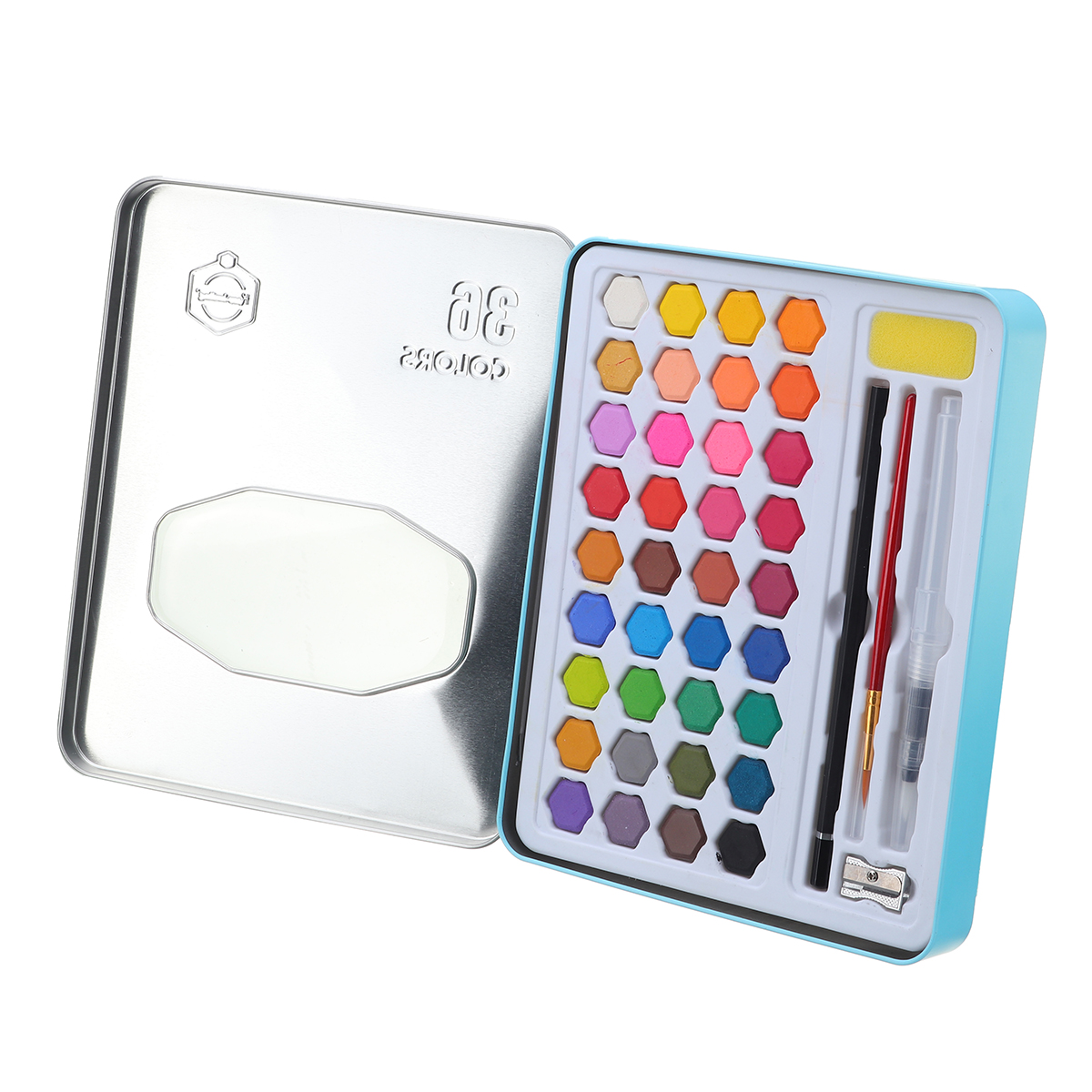 

36 Colors Solid Watercolor Paint Pigment Art Box Art Paper Paintbrush Pen Set