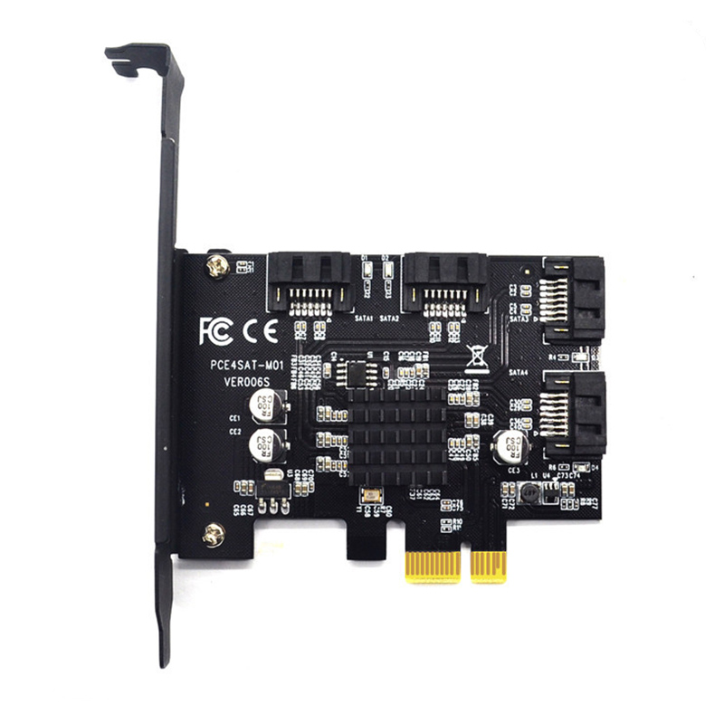 

ITHOO PCE6SAT-M01 4 порта SATA3.0 SSD PCI-E Плата расширения 6 Гбит / с IPFS Адаптер жесткого диска для настольного комп