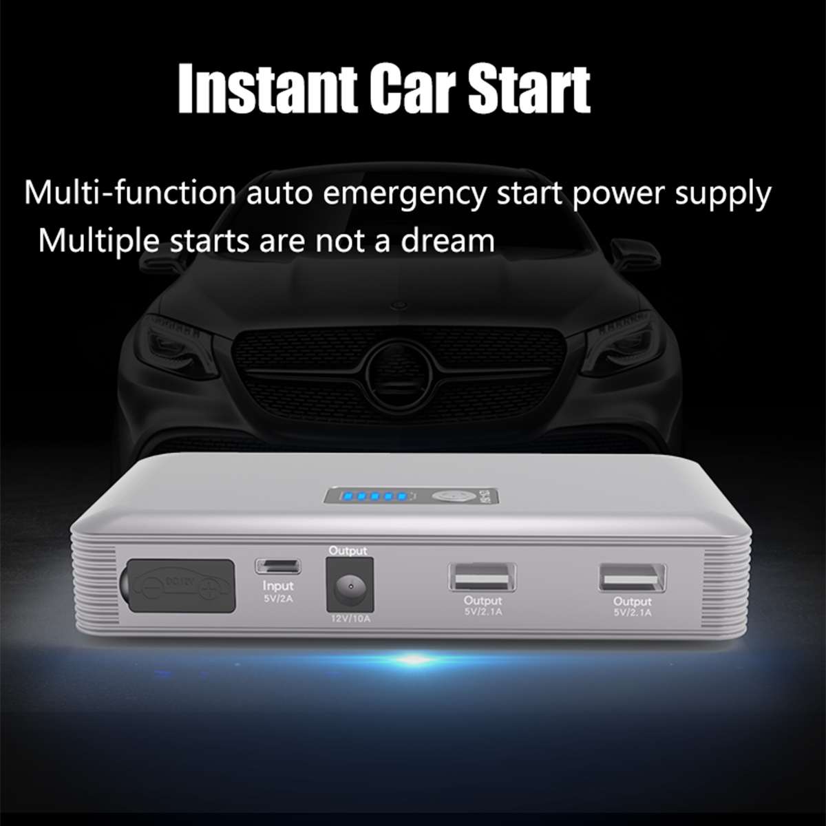 JX36 Display 98600mAh 12V Car Jump Starter Portable USB Emergency Power Bank Battery Booster Clamp 1000A DC Port Silver