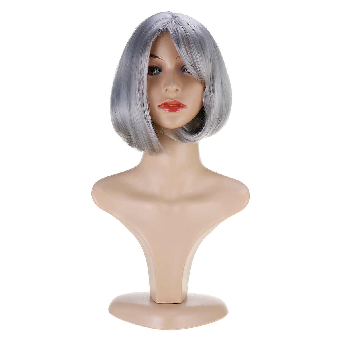 

Women Short Synthetic Gray Wig With Bangs Bob Wig Natural Si