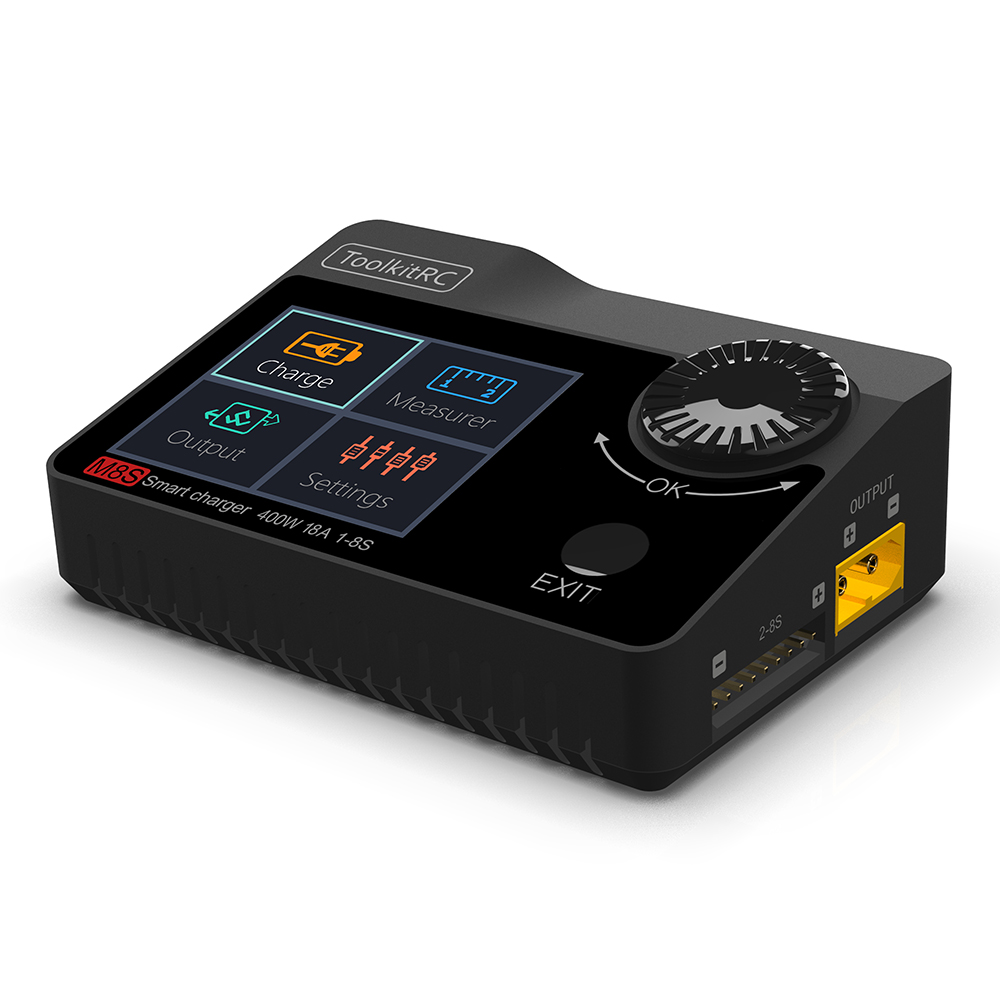 

ToolkitRC M8S 400W 18A Цветной экран Баланс Зарядное устройство Разрядник для 1-8S Lipo LiHV Life Lion NiMh Pb Батарея
