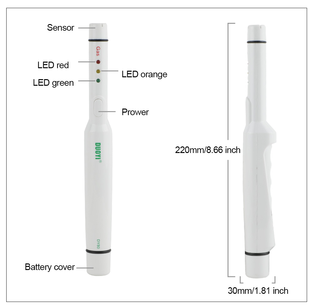 DUOYI DY80 Portable Gas Leak Detector Combustible LPG Natural Gas Detector Butane Propane Methane Flammable Gas Analyzer Alarm