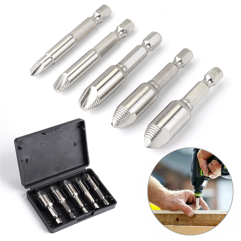

5pcs Screw Extractor Set HSS Bolt Drill Bits Screw Easy Out Remover