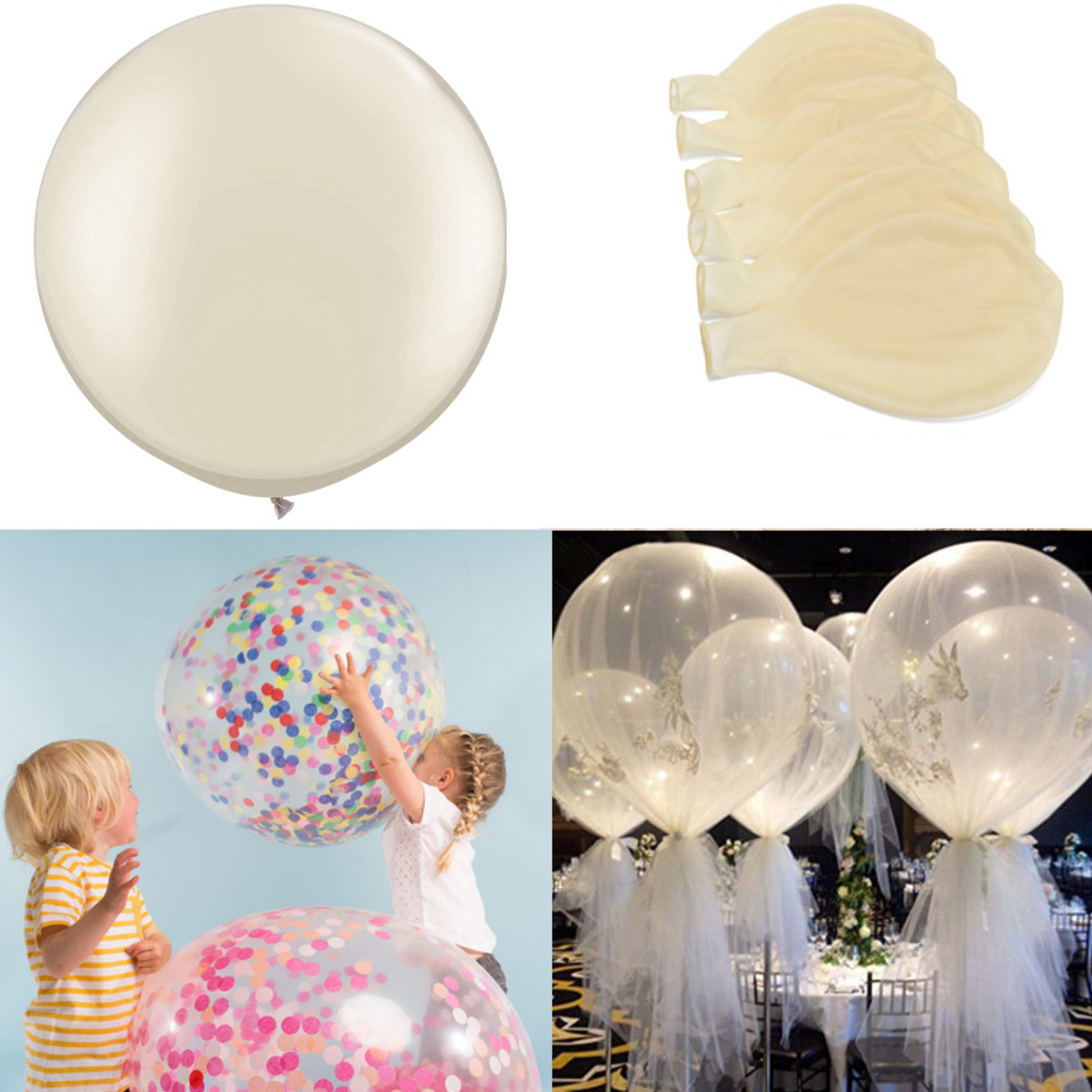 

6Pcs/Set Clear 36'' Large Giant Latex Big Oval Balloon Wedding Party Decorations