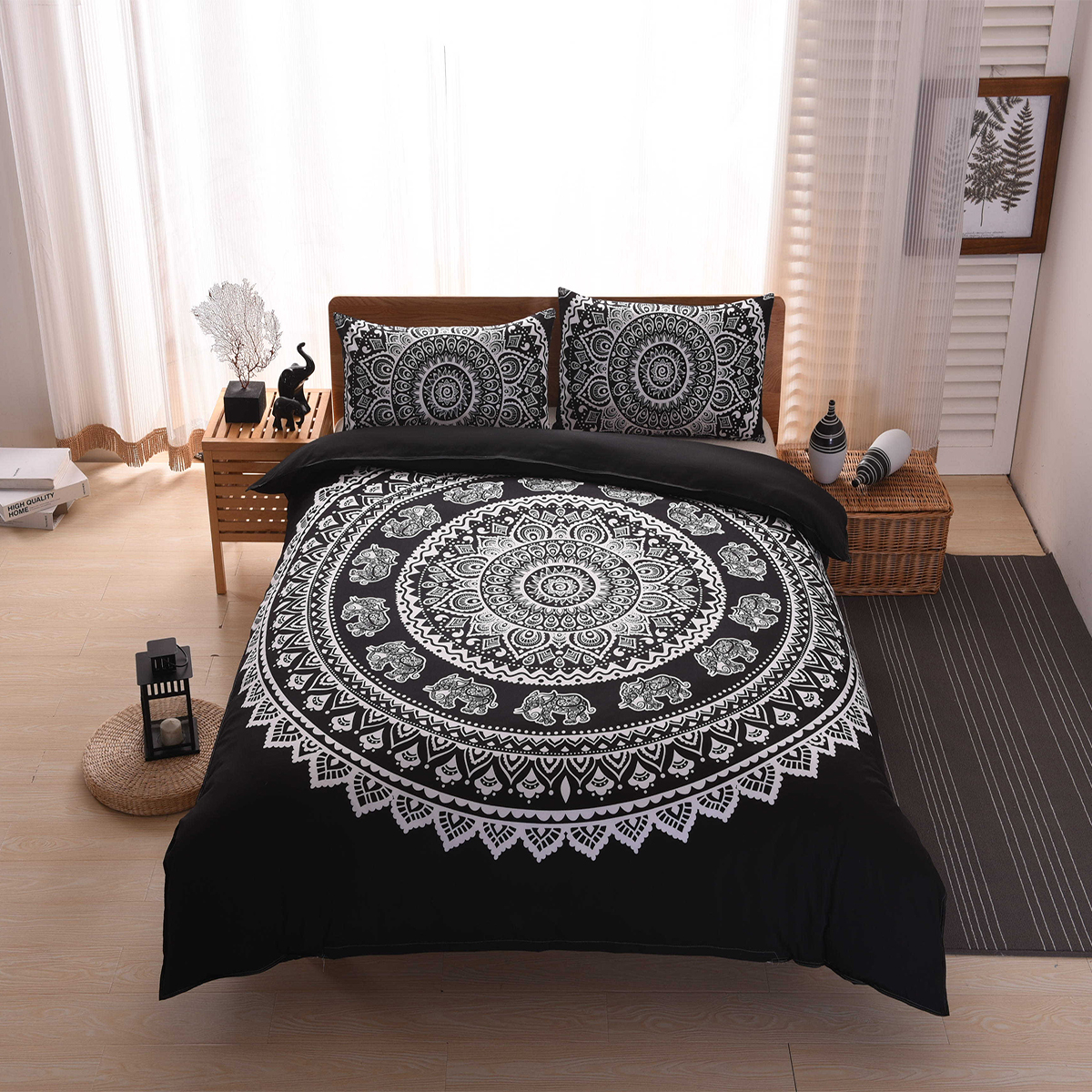 

3 PCS Bedding Sets Bohemian National Style Pillowcase Quilt Cover For Queen Size