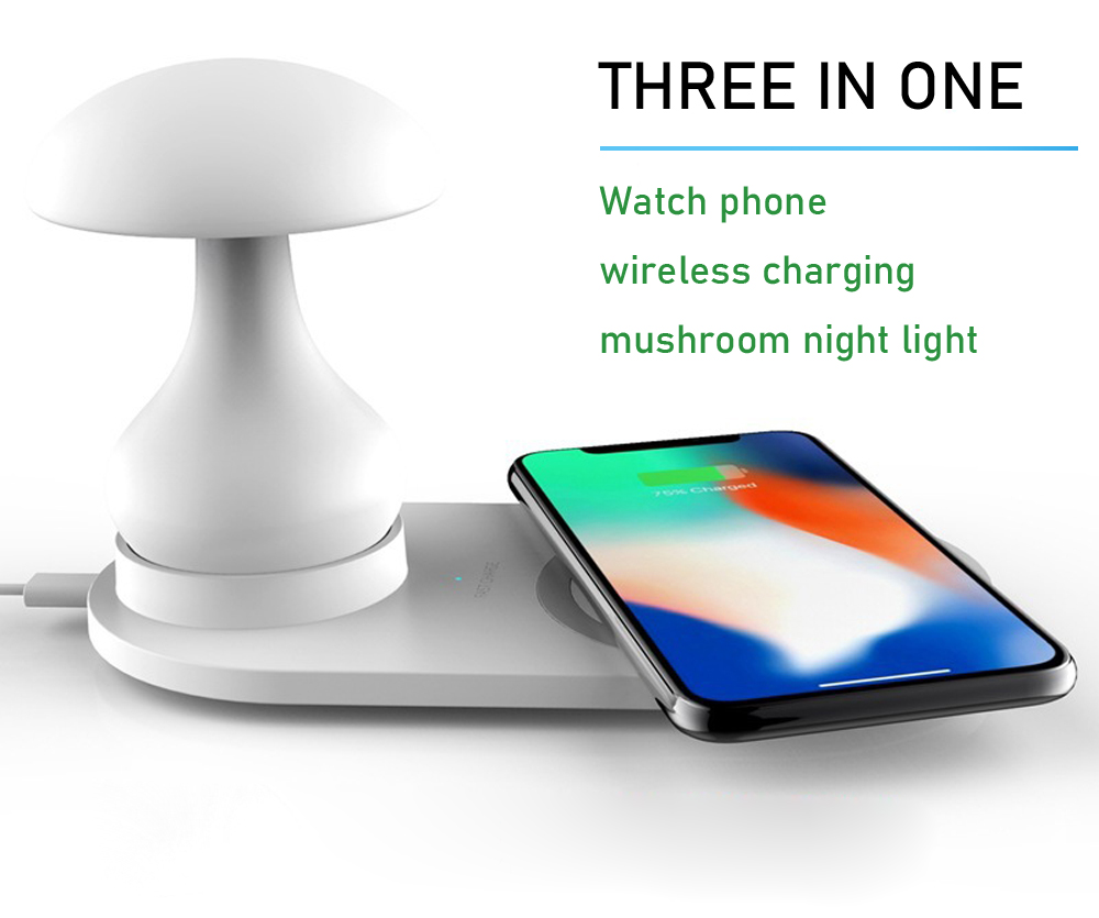 Bakeey 3 In 1 10W 7.5W 5W Night Light Indication Lamp Fast Charging Wireless Charger For iPhone XS 11 Pro Huawei P30 Pro Watch 5 Headset 24