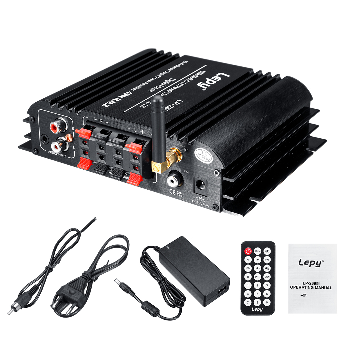 

LP-269S HiFi Digital Stereo Bluetooth Amplifier US Plug 2 Channel Powerful Sound Compatible With Car Motorcycle Computer