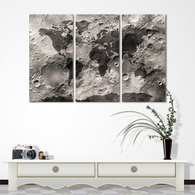 

Miico Hand Painted Three Combination Decorative Paintings Lunar Surface Wall Art For Home Decoration
