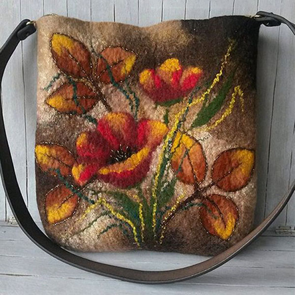 

Women Colorful Leaf DIY Lamb Hair Bag Crossbody Bag Handbag