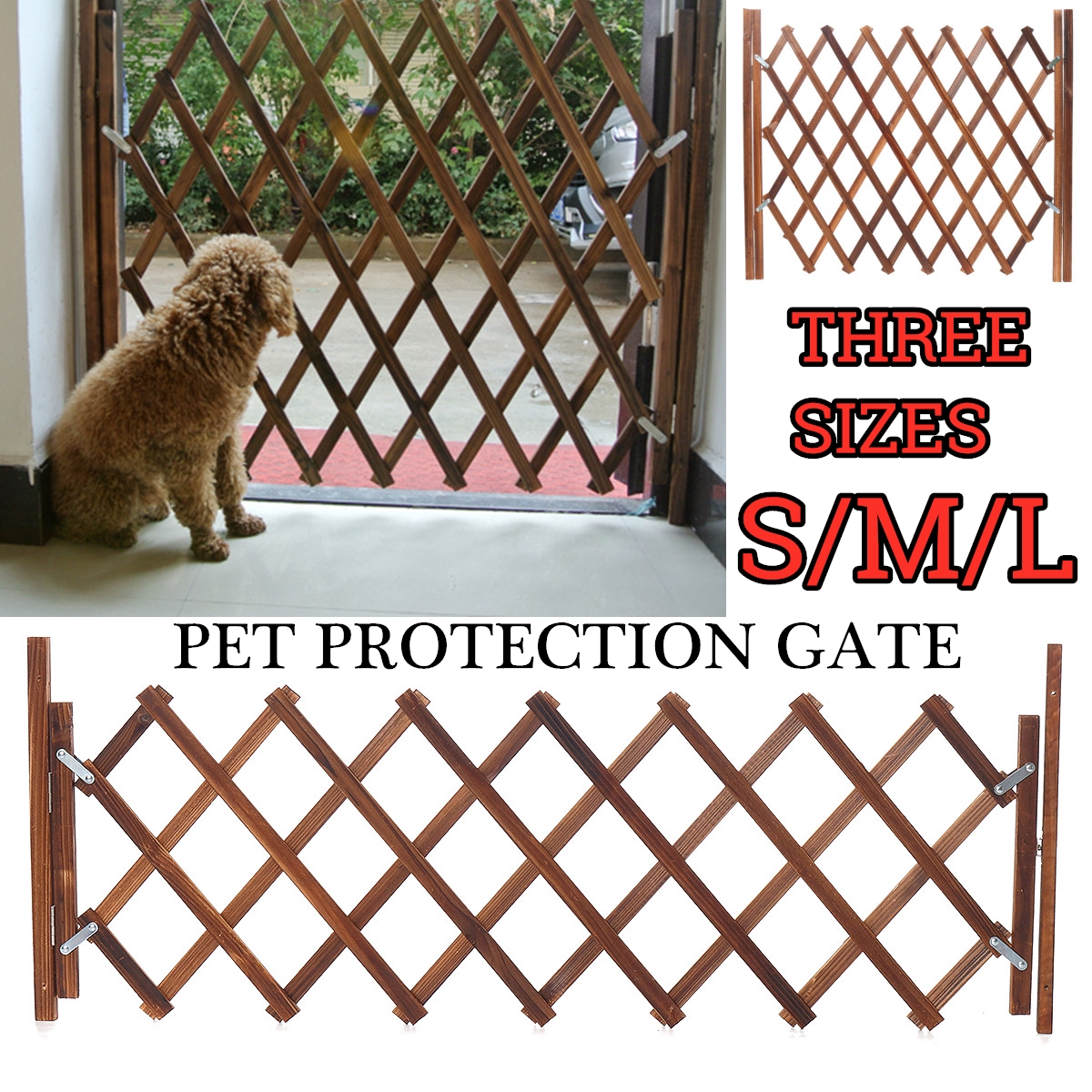 Baby Gate Safety Fence Child Protection Wood Door Dog Cat Pet Barrier US 