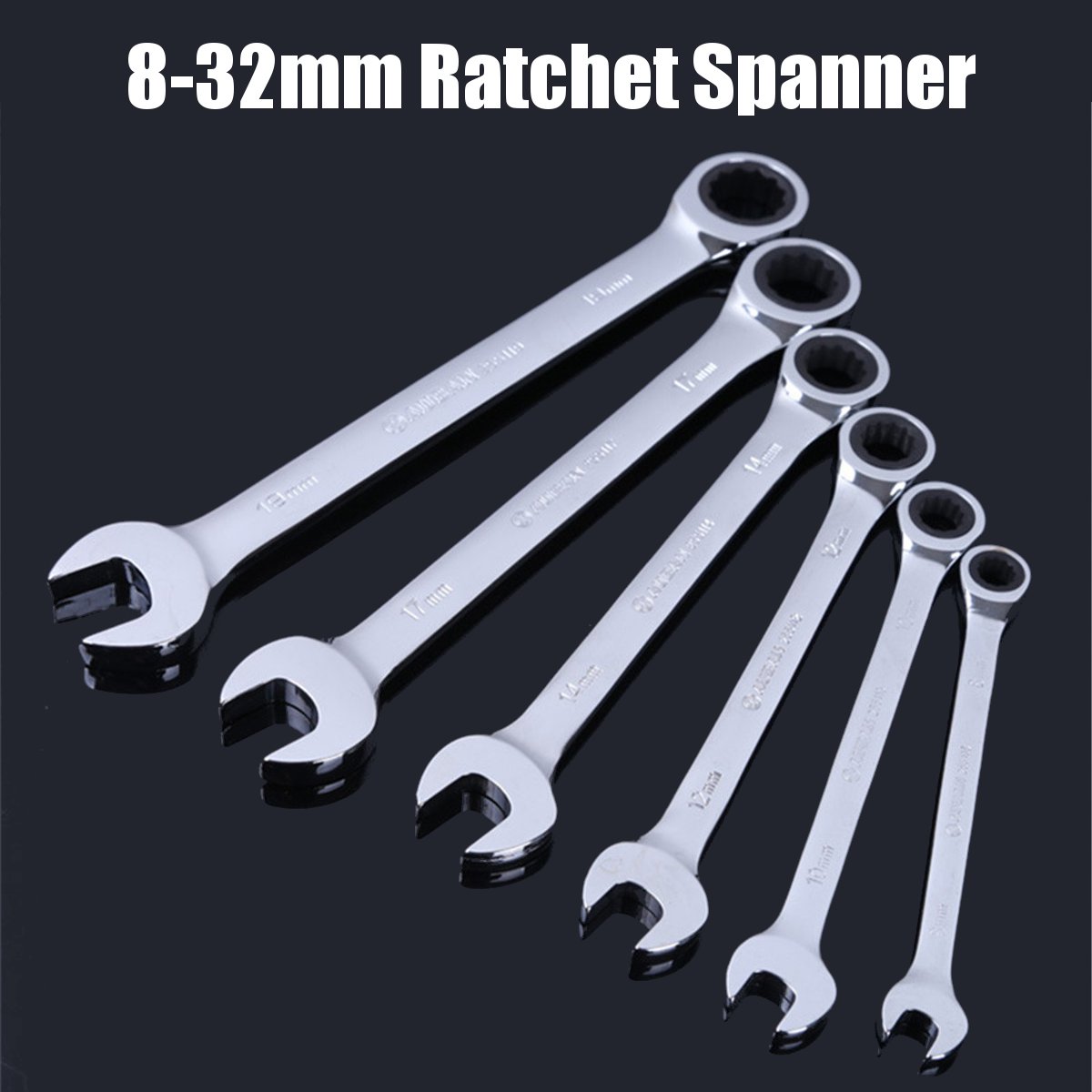 8-24mm Metric Crv Steel Ratchet Spanner Flexible Combination Gear Open End Tool 